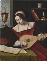 Nederlandsk: De H. Maria Magdalena musiceend En kvinnelig lutenist