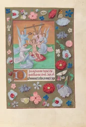 Hours of Queen Isabella the Catholic, Queen of Spain: Fol. 50r, Infant Christ..., ca. 1500.