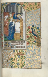 Timebok Bruk av Rouen: fol. 67r, Presentasjon av Kristusbarnet i tempelet, ca. 1470.