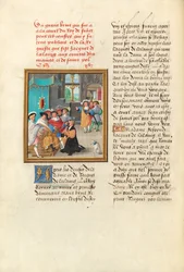 Jacques de Lalaing kneler foran grevene av Maine og Saint Pol