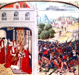 Innvielse av pave Gregor IX i Avignon Frankrike (pontifikat i 1227-1241) av Jean Froissart (vellum)