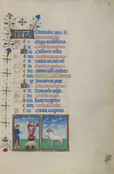 Kalenderside for desember; Slakting av en gris; Steinbukken