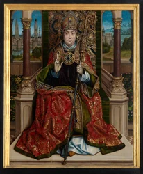 Sentralt panel av altertavlen til Saint Nicholas, ca. 1486-93 (olje på panel)
