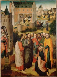 St. Peters liv: Jesus gir nøklene til St. Peter (oljemaleri)