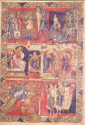 Scener fra livet til Samuel, Saul og David, fra Winchester Bible, 1160-80