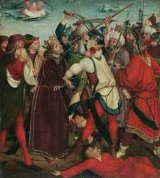 Martyrdommen til Saint Oswald i slaget ved Maserfield, ca. 1480-1485.