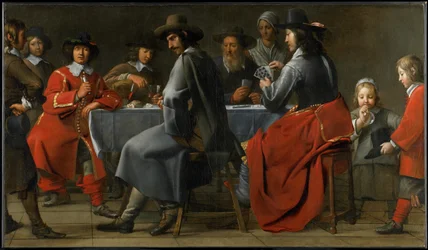 Samling av gamblere med Hurdy-Gurdy-spiller, ca. 1660