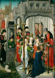 Sankt Gerys forkynnelse, «den pastorale prekenen», med Sankt Gudules kirke i bakgrunnen …