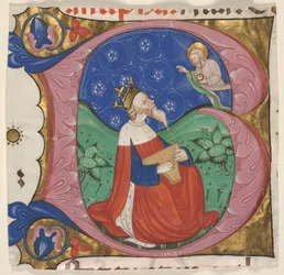 Innledende quot;Bquot; (eatus Vir) fra en korpsalter, ca. 1430-50 (blekk, tempera og bladgull på vellum)