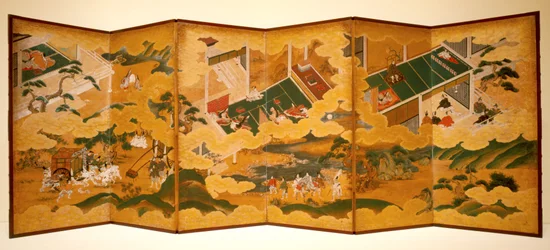 Tales Of Genji, ca. 1650 (blekk, farge og bladgull på papir, seksdelt skjerm)