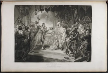 Kong Richard den andre. Akt IV. Scene I.King Richard, Bolingbroke, York, Aumerle, etc. Ved parlamentshuset, ca. 1803 (gravering)