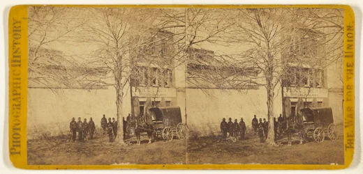 [Unionssoldater foran Price, Birch & Co., handelsmenn med slaver]