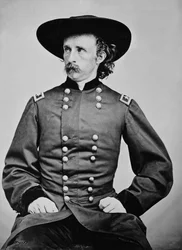 Portrett av general A. Custer (1839-1876) (s/hvitt-bilde)