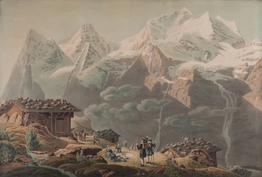Jungfrau, Münch, Eiger fra Wengernalp 1822 (Akvarell)