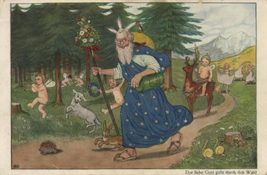 Gud vandrer gjennom skogen