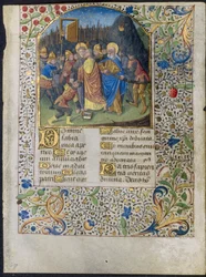 Blad fra en timebok: The Betrayal of Christ, ca. 1470-1485.