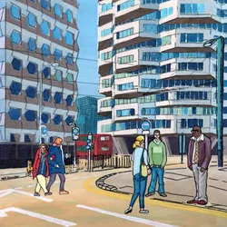 East Croydon, 2016 (blandet media på panel)