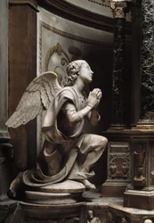 Angel in Adoration Marmorskulptur av Matteo Civitali (1436-1501)