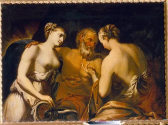 Lot and his Daughters - Maleri av Matteo Pacelli (1651-1732), olje på lerret, sent på 1600-tallet - Lot og hans døtre, olje på lerret av Matteo Pacelli - Statens friluftsmuseum Tsarskoye Selo, St. Petersburg