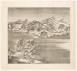 Utsikt over en del av det keiserlige sommerpalasset i Chengde (Jehol) i Kina
