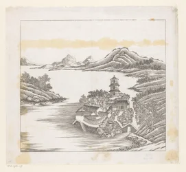 Utsikt over en del av det keiserlige sommerpalasset i Chengde (Jehol) i Kina