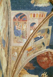 The Calling of St. Martial, en fisker, detalj fra taket i kapellet i Tinel med scener fra livet til St. Martial, 1344-45