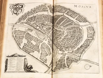 Kart over Moskva. Fra: Newe Archontologia cosmica av Johann Ludwig Gottfried, 1646.