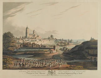 De franske fangene marsjerte inn i Salamanca etter slaget i 1812