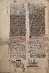 To tempelherrer på én hest Fra Chronica maiora I av Matthew Paris, 1200-tallet