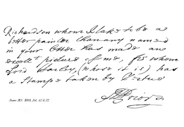 En del av et brev fra dikteren Matthew Prior, sent på 1600-tallet - begynnelsen av 1700-tallet, 1840