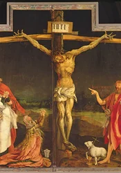Kristus på korset, detalj fra det sentrale korsfestelsespanelet på Isenheim-altertavlen, ca. 1512–16 (olje på panel) (detalj av 3706)