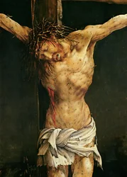 Kristus på korset, detalj fra det sentrale korsfestelsespanelet på Isenheim-altertavlen, ca. 1512–1515 (olje på panel)