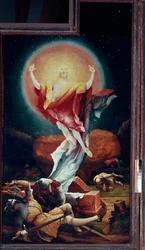 Altertavle av Issenheim (eller Isenheim): "" oppstandelse"" Høyre panel av Mathis Neithardt Gothardt dit Matthias Grunewald (1480-1528) (ec.all.) 1512-1516 Colmar, Musee Unterlinden