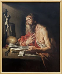 Saint Jerome, oljemaleri på lerret av Mathias Stomer (Matthias Stom) (1600-etter 1650) - Fotografi, KIM Youngtae, Nantes, Nantes Museum of Fine Arts