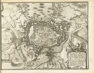 Beleg van Bergen, 1709 Kart over Mons Ville Forte (...) Beleiret av Alliez-tropper. under kommando av Prince of Orange (...) (tittel på objekt)