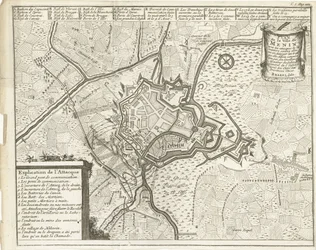 Beleiring av Menen, 1706 Plan de la Ville de Menin (...) (tittel på objekt)
