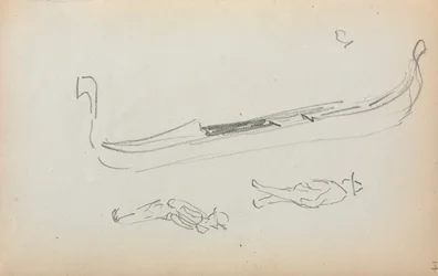Italiensk skissebok: Gondola og to gondoler side 14, 1898-1899.