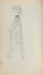 Italiensk skissebok: Stående kvinne i profil side 51, 1898-1899.