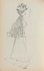 Italiensk skissebok: Stående kvinne på profilside 130, 1898-1899.