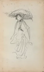 Italiensk skissebok: Stående kvinne med parasoll side 259, 1898-1899.