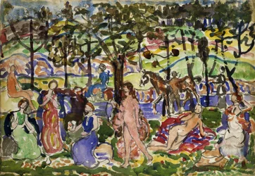 Park Scene, ca. 1915-1918.    1141738   no       norwegian Successfully Translated  Original: Gade i Grotta Minarda i Abruzzo Translat: Gade i Grotta Minarda i Abruzzo 1279172 no norwegian Successfully Translated Original: Landschap met rustende herder, op