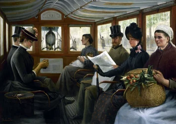 I omnibusen, ca. 1885 (olje på lerret)