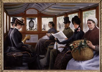 Passasjerer i en omnibus, ca. 1900 (maleri)