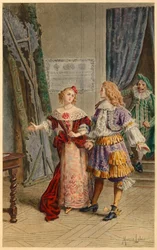 Backstage hos Scapin, Armande, Baron og Moliere (illustrasjon)