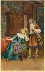 Molière leser et nytt skuespill for Armande Béjart (illustrasjon)