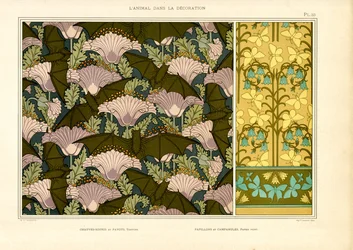 Art Nouveau-overflatemønstre med flaggermus- og sommerfuglmotiver (lito)