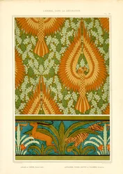Ørner og eksotisk fauna i jugendstil (lito)