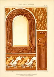 Ornamental rammedesign med vannfugler og harer (lito)