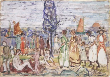 Strand med blått tre