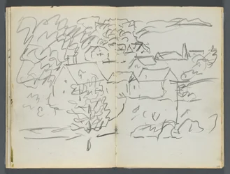 Skissebok, The Dells, nr. 127, side 108 og 109: Landskap med hus